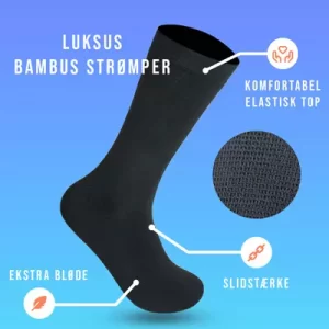 12-pak Luksus Bambus Strømper Sort